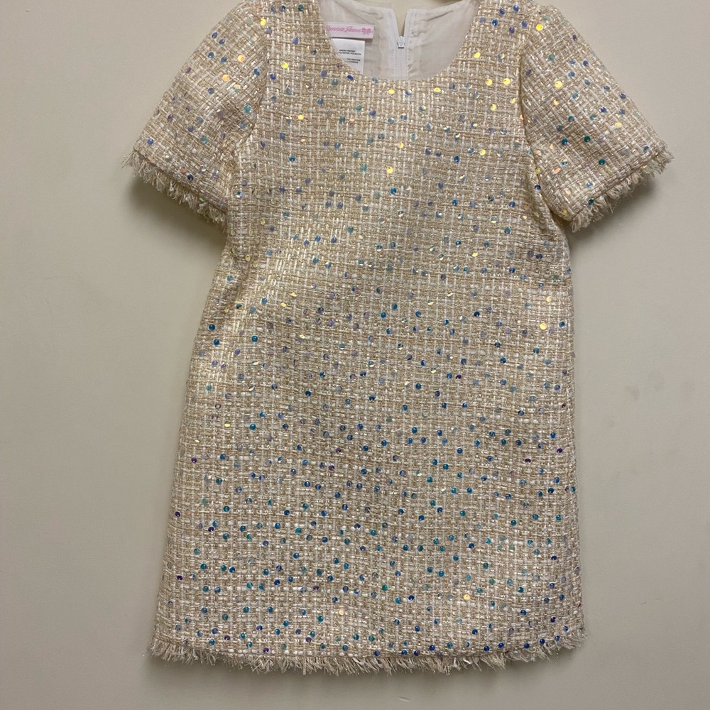 Sparkling Cream Tweed Dress